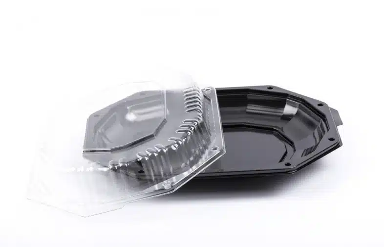 Platou din plastic negru cu capac transparent