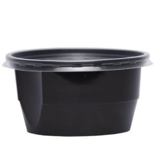 Bol supa plastic negru+capac transparent, 680 ml, 50 buc/set