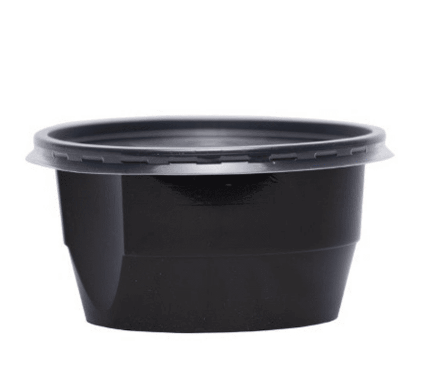 Bol supa plastic negru+capac transparent, 680 ml, 50 buc/set