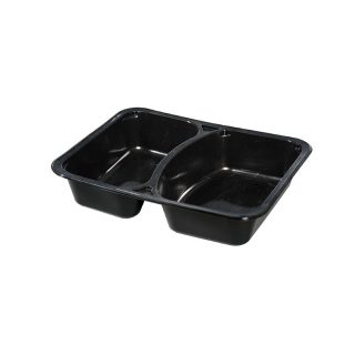 Caserola termo neagra PP 2 compartimente, 50 buc/set