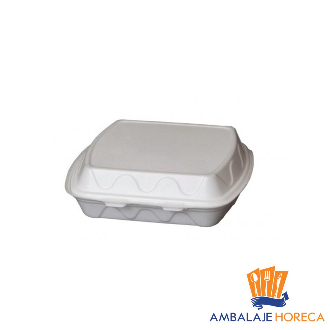 Caserole albe din polistiren 1 compartiment, 100 buc/set