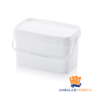 Galeata dreptunghiulara cu capac, alba, 2,5L