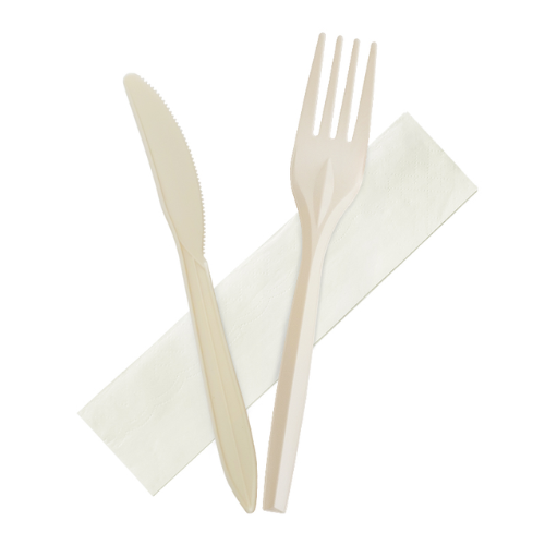 Set Bis Furculita+Cutit+Servetel, 100 buc/set, BIO