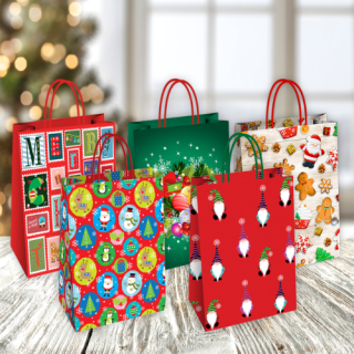 Sacose pentru cadouri, mix de Craciun 25buc/set